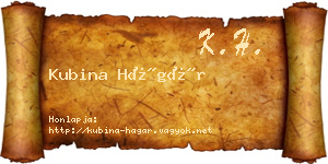 Kubina Hágár névjegykártya